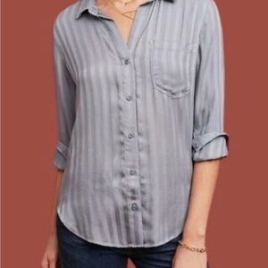 Cloth & Stone Anthropologie Dusty Blue Blouse Size M